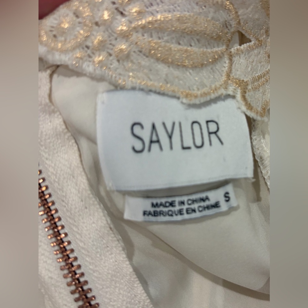 SAYLOR  Cream Floral Lace Backless Halter Dress - Picture 7 of 13